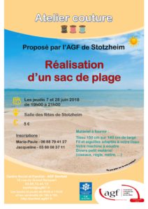 Atelier adultes « Réalisation d’un sac de plage » (couture)