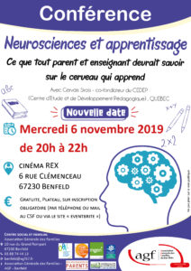 Conférence « Neurosciences et apprentissage – Ce que tout parent et enseignant devrait savoir sur le cerveau qui apprend »