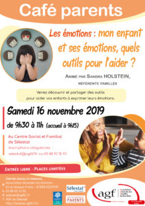 Café parents « Les émotions : mon enfant et ses émotions, quels outils pour l’aider ? »