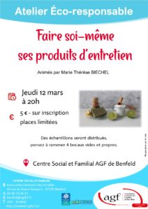 Atelier adulte “Faire soi-même ses produits d’entretien”