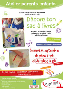 Atelier 4 mains « Décore ton sac à livres »