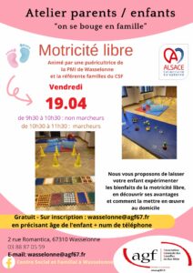 Atelier motricité libre (non marcheurs 9h30-10h30 et marcheurs 10h30-11h30)