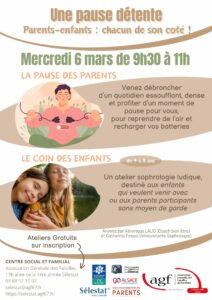 La pause des parents et atelier de sophrologie (pour enfants de 4 à 8 ans)