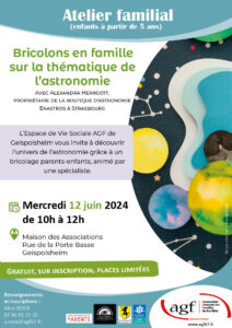 Atelier familial – bricolons en famille sur la thématique de l’astronomie