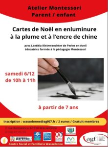 Cartes de Noël en enluminure à la plume et à l’encre de Chine